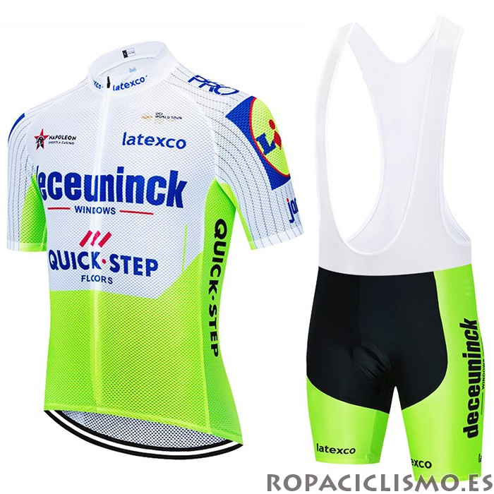 2020 Maillot Deceuninck Quick Step Tirantes Mangas Cortas Blanco Verde